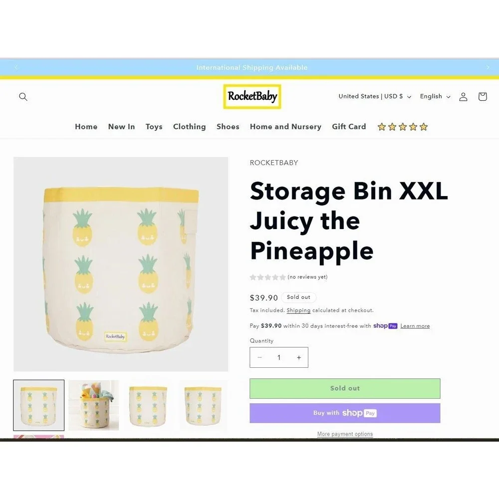 ROCKETBABY Storage Bin XXL Juicy the Pineapple